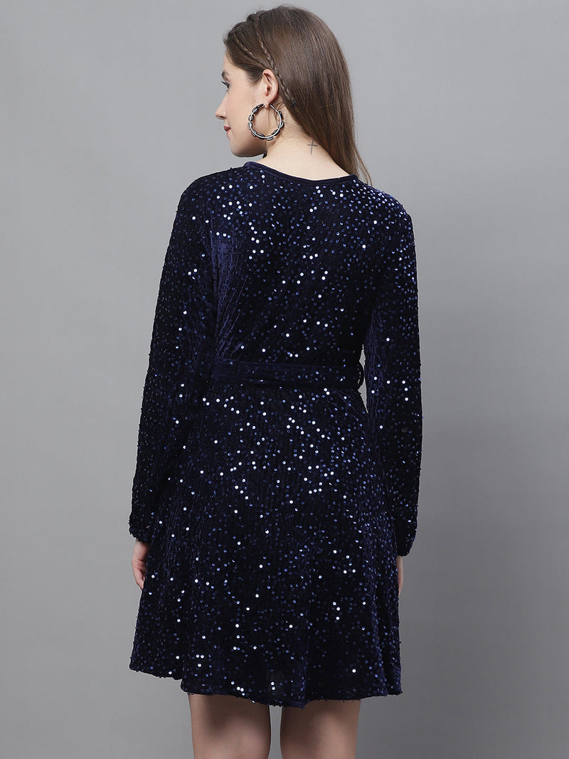 Women's Sequin Velvet A-line dress