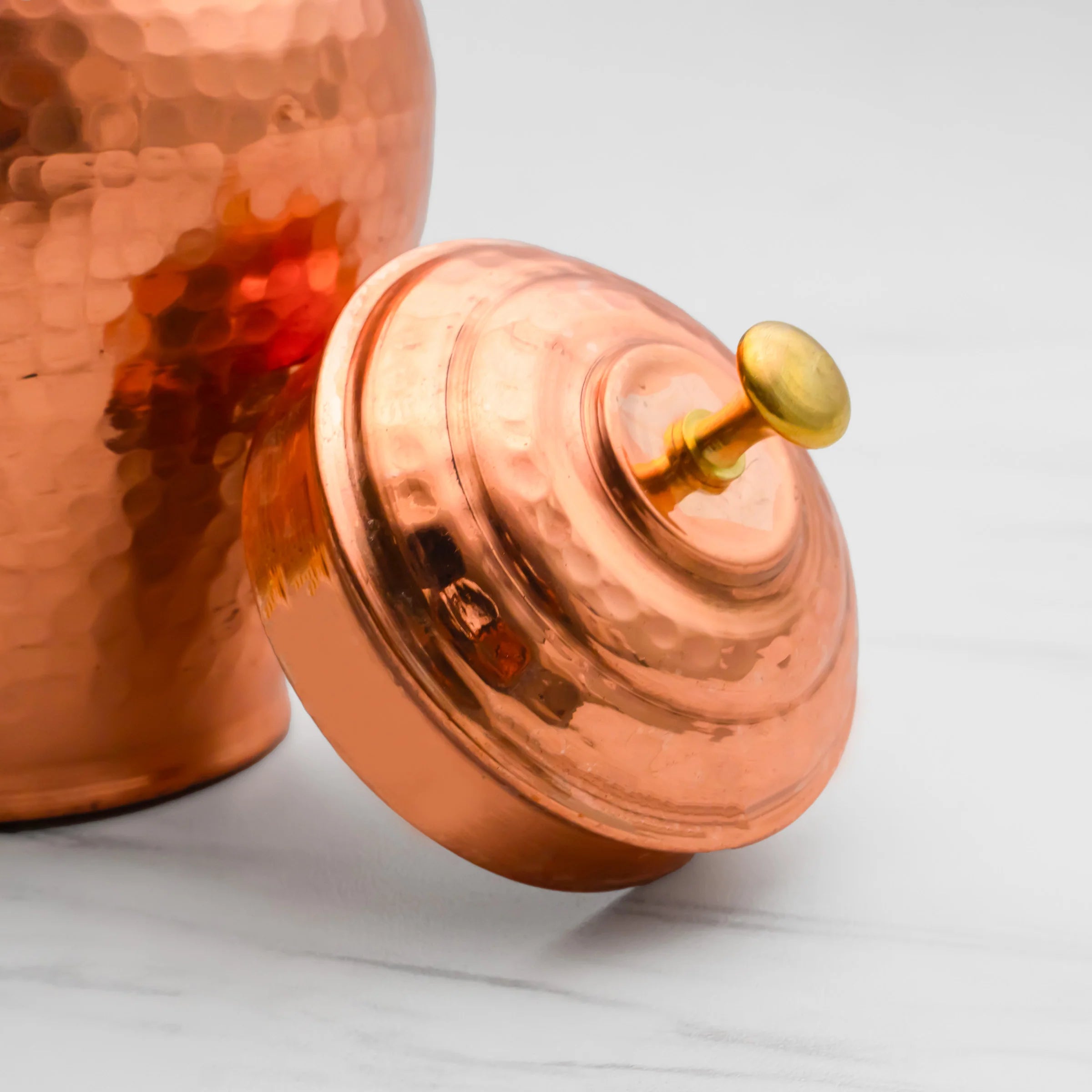 Health Smith Pure Copper Kiwi Jar Vintage | Copper Pot for Water, Chocolates, Dry Fruits | Vintage - Hammered