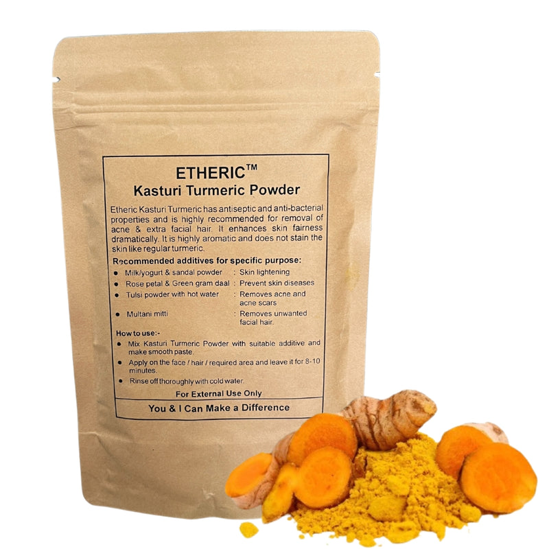 Etheric Organic Kasturi Turmeric/Manjal/Curcuma Aromatica/Jangli Haldi Powder For Skin Natural Care For Face Beauty (150 Gram)