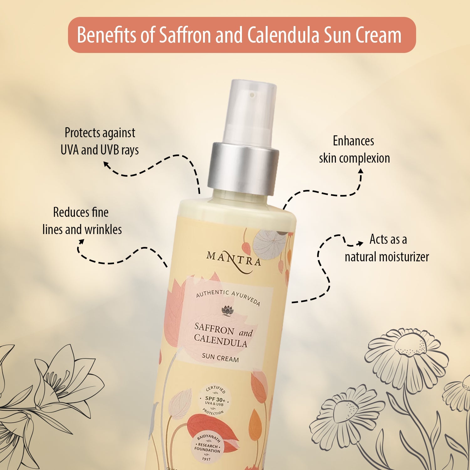 Mantra Saffron And Calendula Sun Cream - Image 2