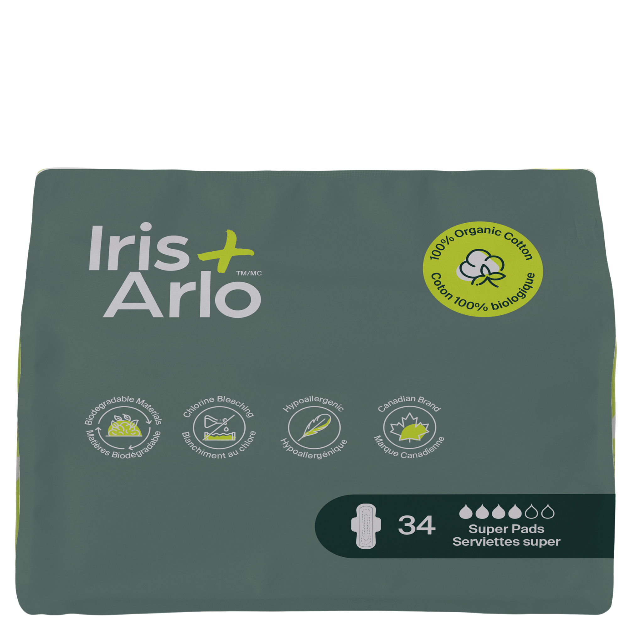 Bulk (34) - 100% Organic Super Pads - Resealable Bag