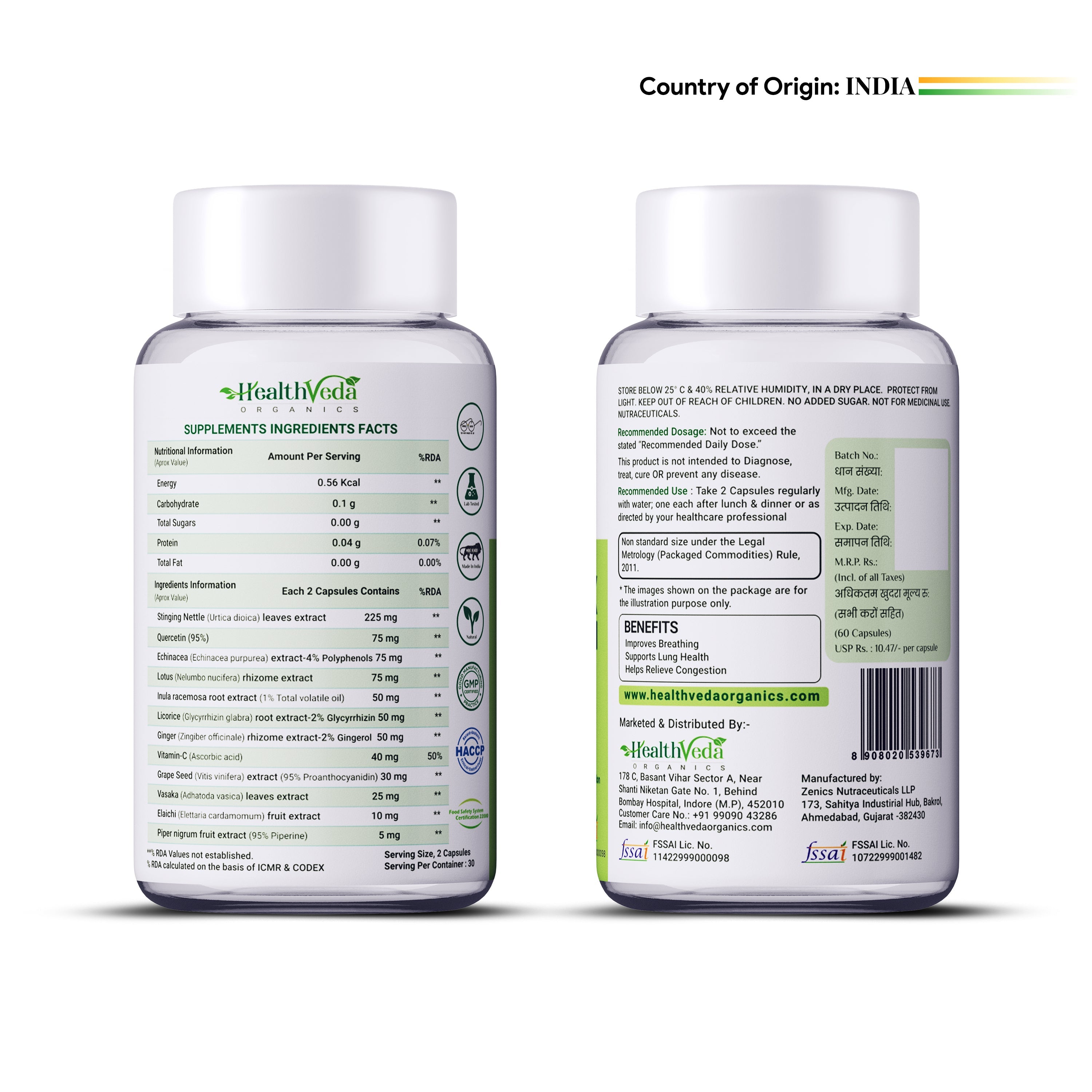 Health Veda Organics Lung Detox Veg Capsules