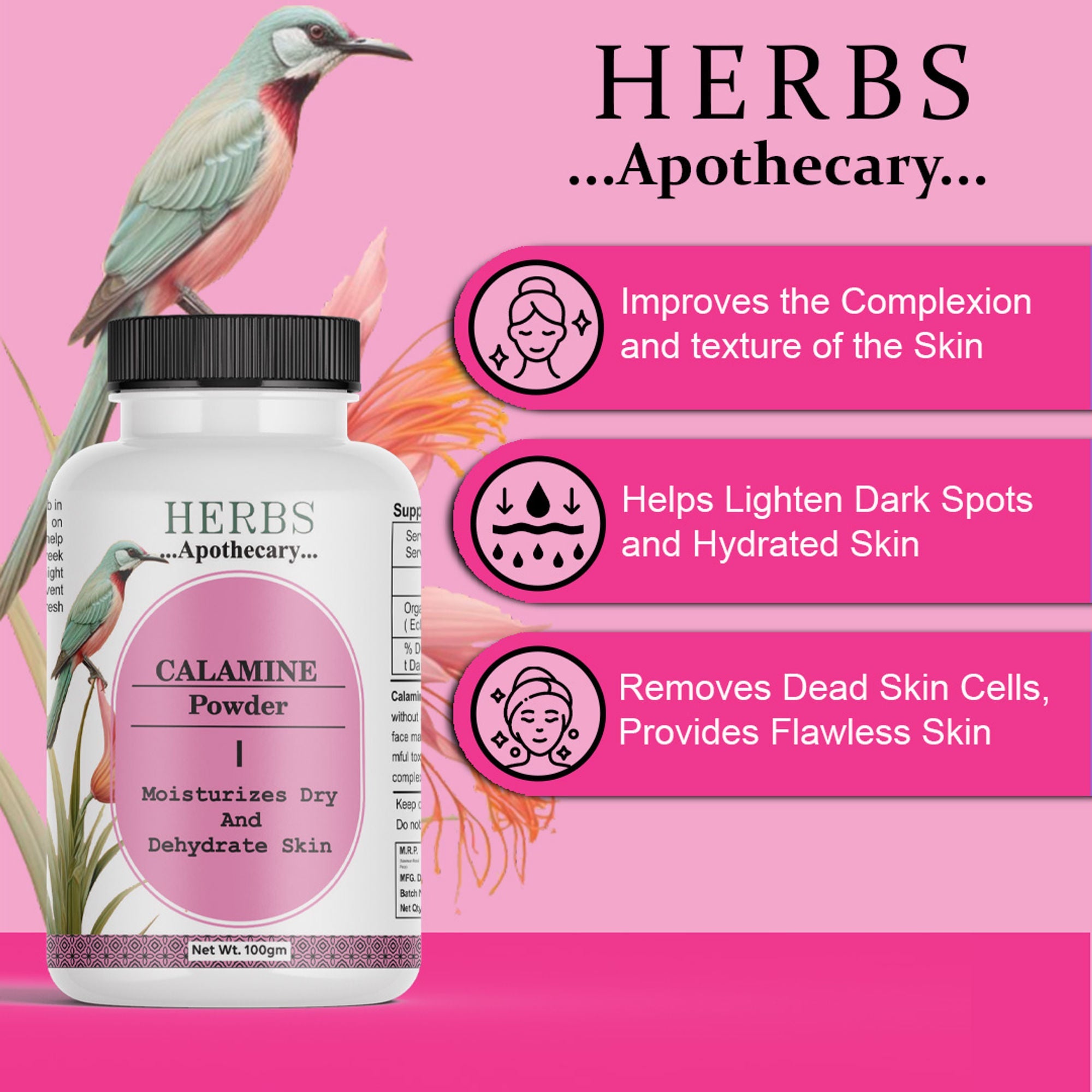 Zenvista Herbs Apothecary Calamine Powder For Moisturize Dry And Dehydrate Skin