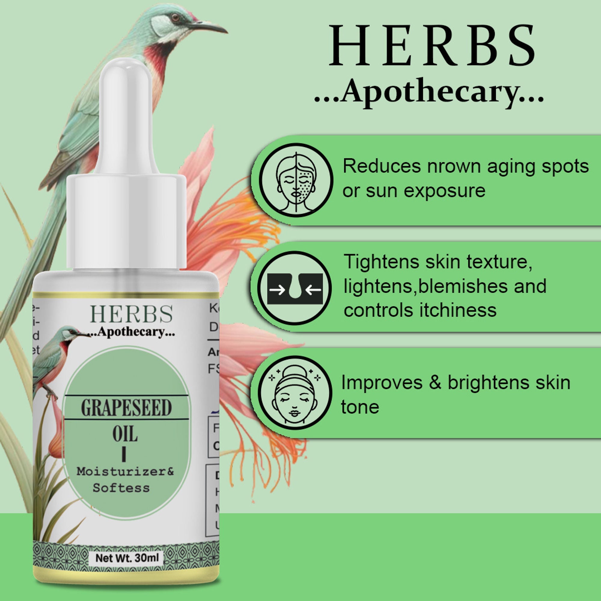 Zenvista Herbs Apothecary Grape Seed Oil For Moisturizer & Softens
