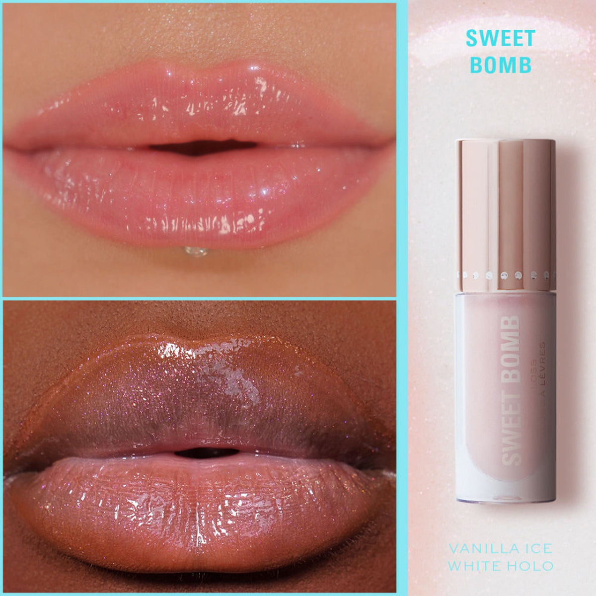 Makeup Revolution Y2K Baby Sweet Bomb Lip Gloss - Vanilla Ice White Holo