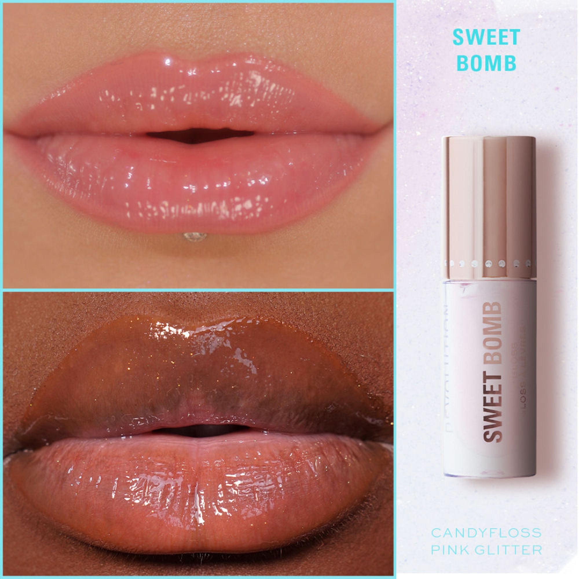 Makeup Revolution Y2K Baby Sweet Bomb Lip Gloss - Candyfloss Pink Glitter