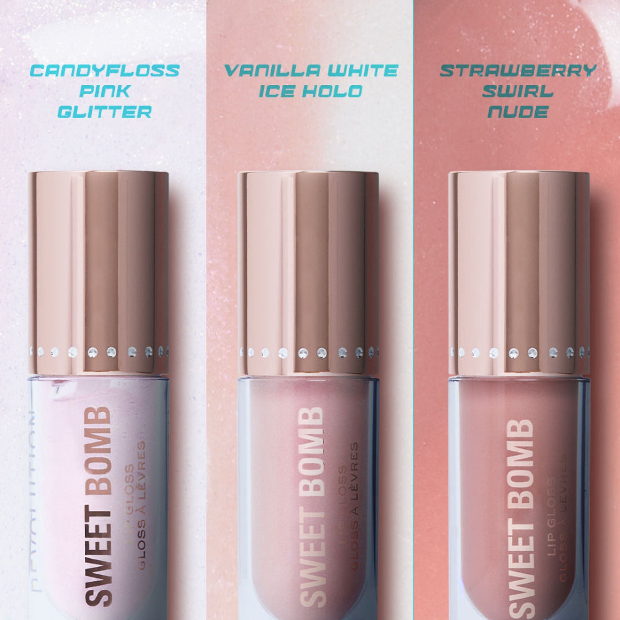 Makeup Revolution Y2K Baby Sweet Bomb Lip Gloss - Strawberry Swirl Nude