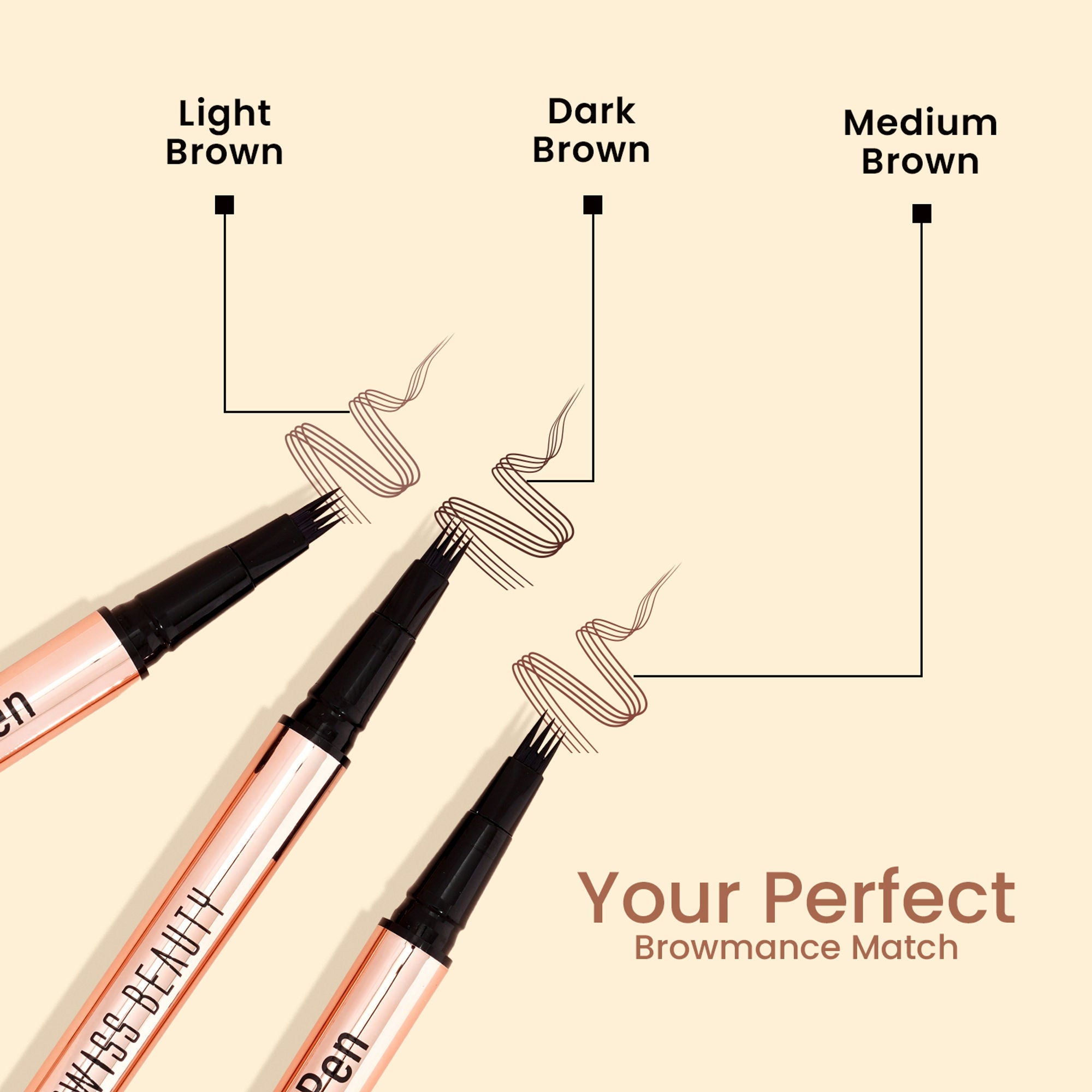 Swiss Beauty Browmance Pen Fills In Sparse Hair For 8-Hour Stay - 2 Medium Brown