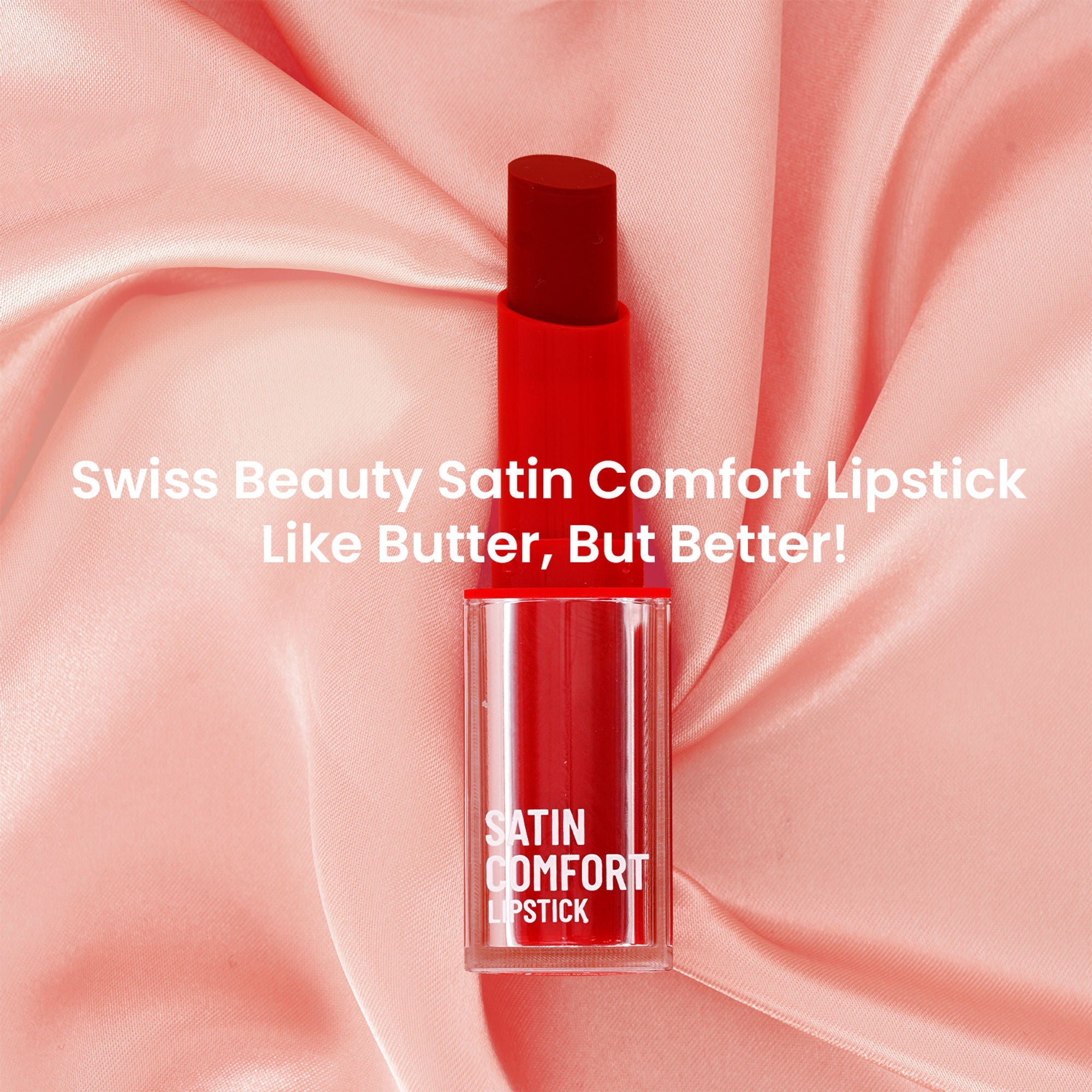 Swiss Beauty Satin Comfort Smooth Glide, Highly Pigmented , Ultra Hydrating Lipstick - 9 Cherry Blossom