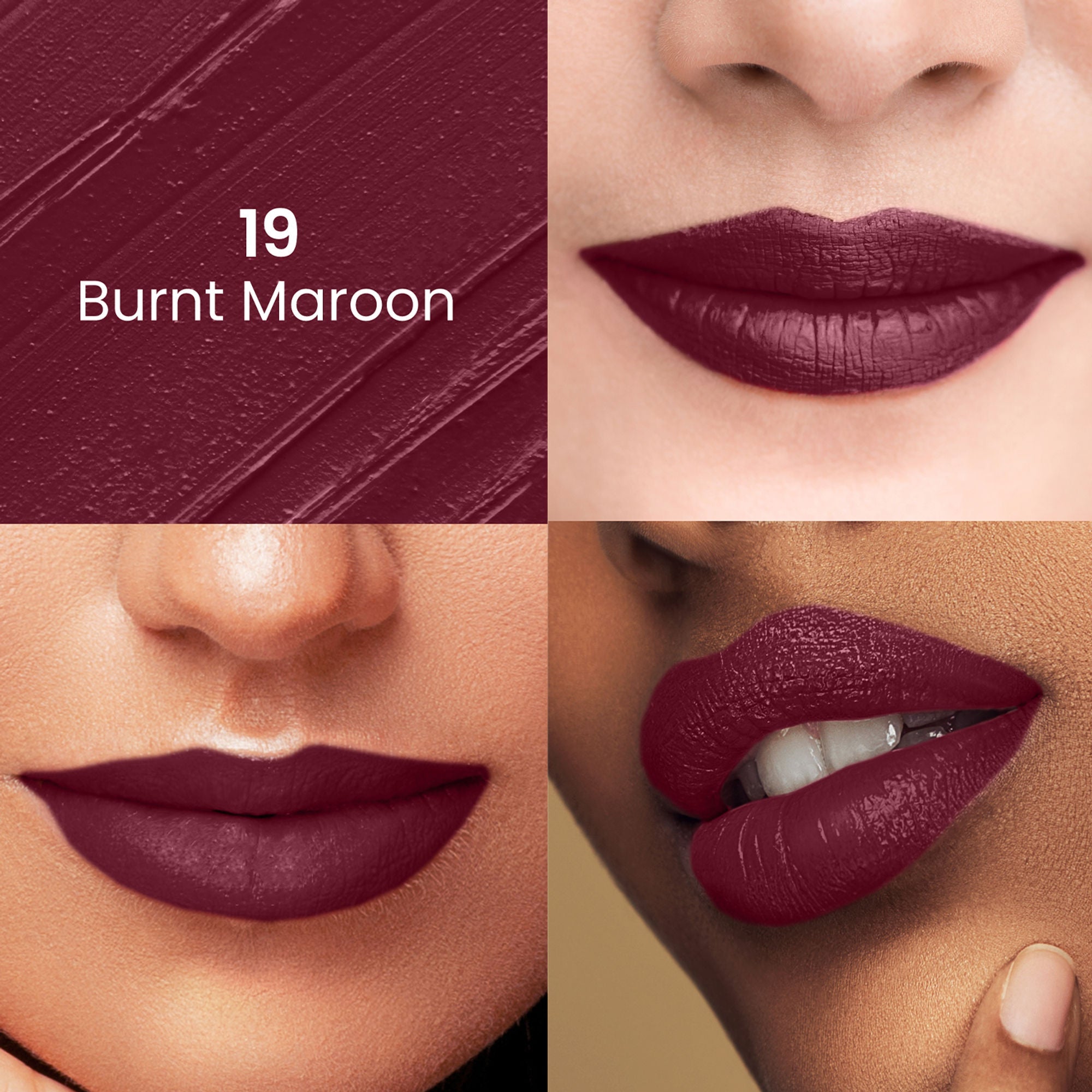 Swiss Beauty Satin Comfort Smooth Glide, Highly Pigmented , Ultra Hydrating Lipstick - 19 Burnt Maroon