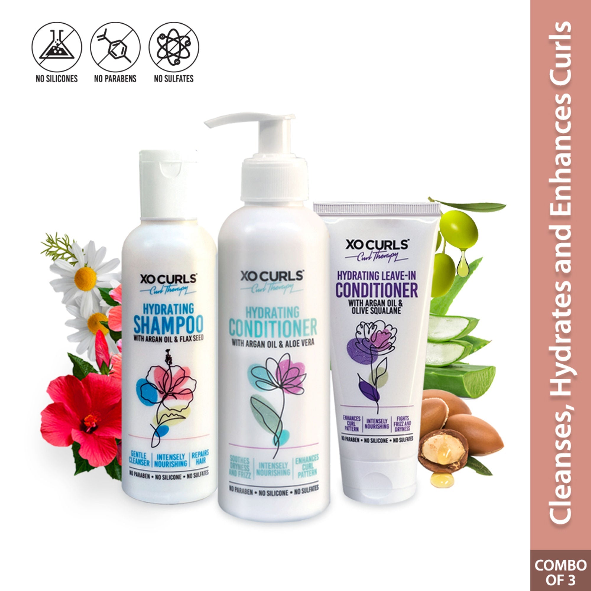 XO Curls Shampoo, Conditioner & Leave-In Conditioner Combo