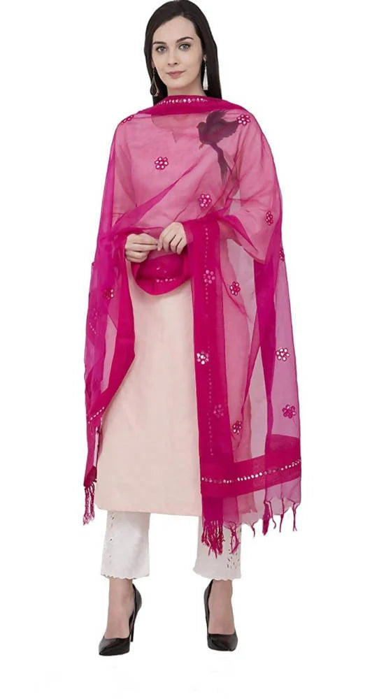 Mominos Fashion Pink Orgenza Gota Flower Dupatta