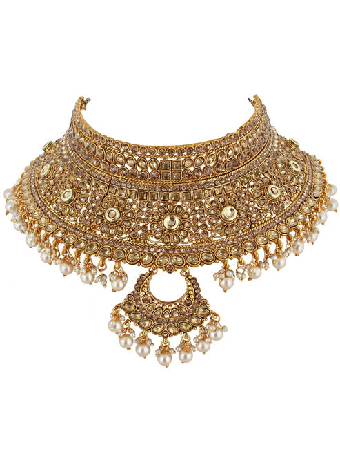 Tehzeeb Creation Traditional Stone Bridal Set 7 Pcs. For Girls & Women THZ400