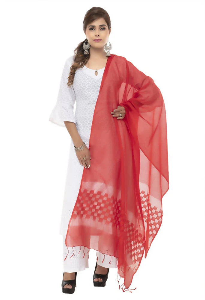 Mominos Fashion Red Buta Cut Dupatta