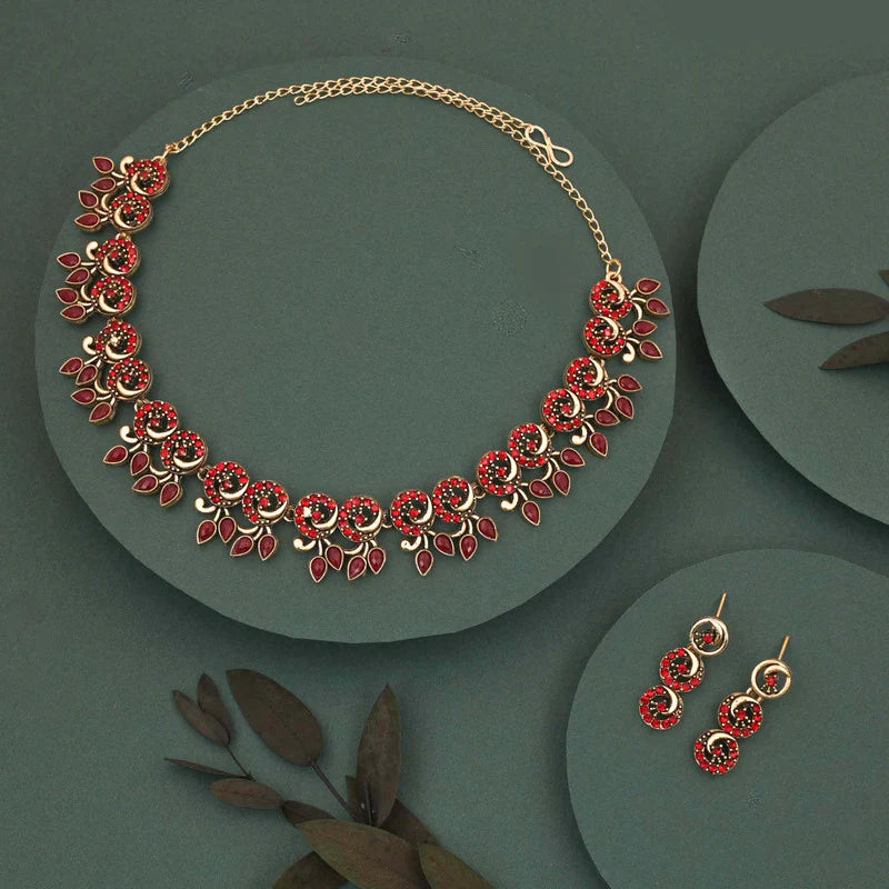 Tehzeeb Creation gold pleate maroon colour choker set  THZ312