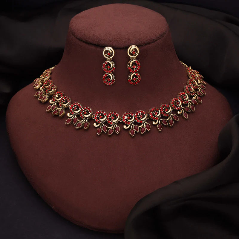 Tehzeeb Creation gold pleate maroon colour choker set  THZ312