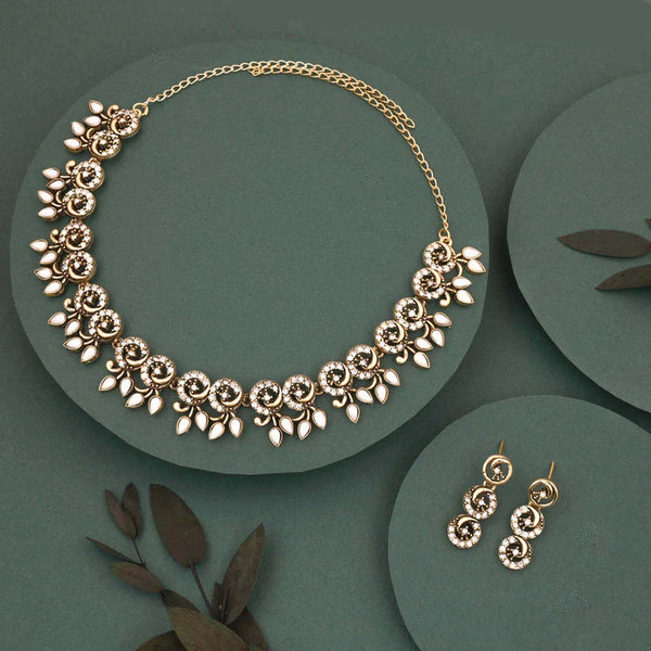 Tehzeeb Creation gold pleate white colour choker set  THZ315