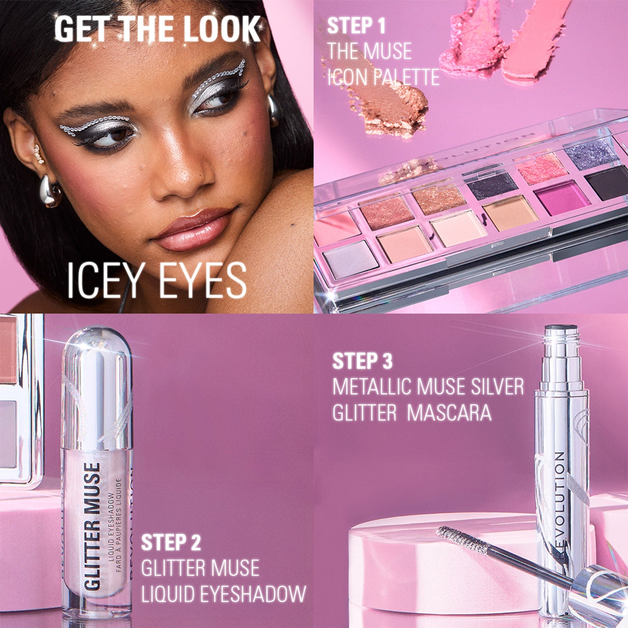 Makeup Revolution Metallic Muse Glitter Muse Eyeshadow - Silver