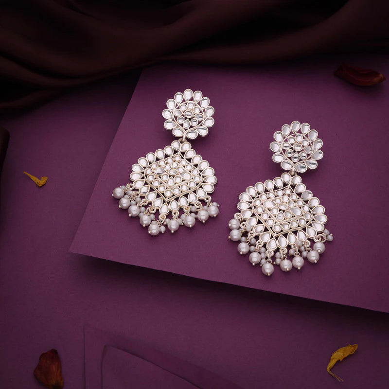 Tehzeeb Creation gold pleated traditional dangle earrings  THZ332