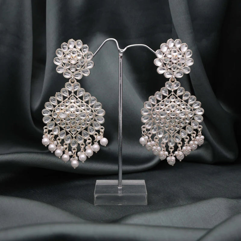 Tehzeeb Creation gold pleated traditional dangle earrings  THZ332