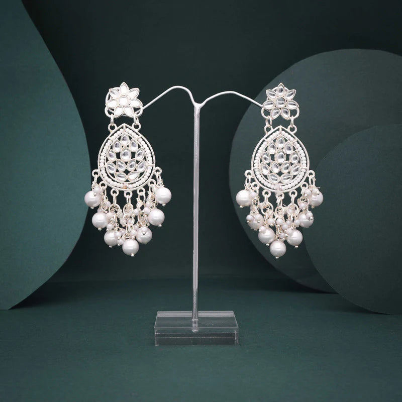 Tehzeeb Creation gold pleated traditional dangle earrings  THZ333