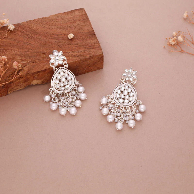 Tehzeeb Creation gold pleated traditional dangle earrings  THZ333