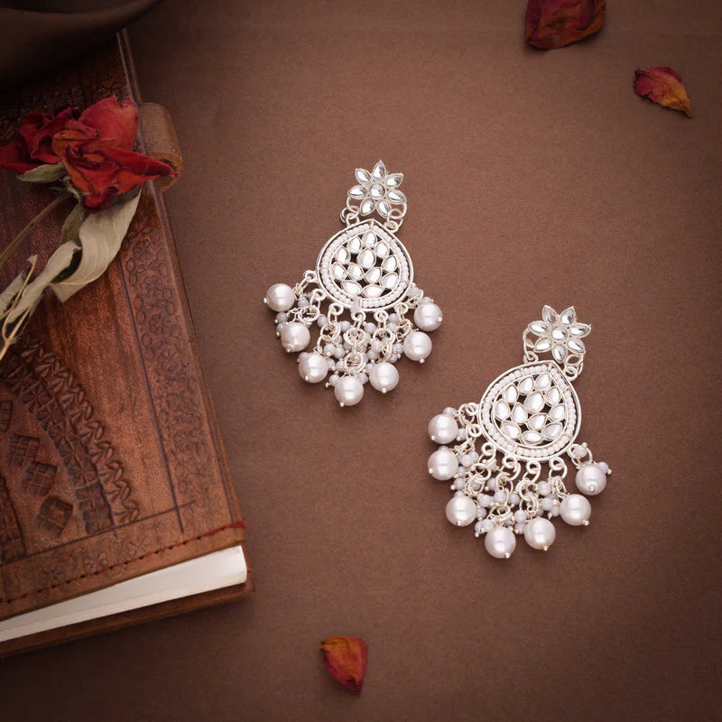 Tehzeeb Creation gold pleated traditional dangle earrings  THZ333