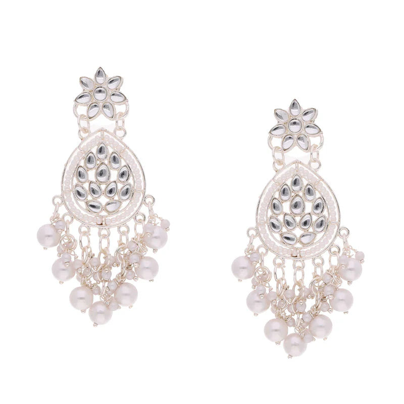 Tehzeeb Creation gold pleated traditional dangle earrings  THZ333