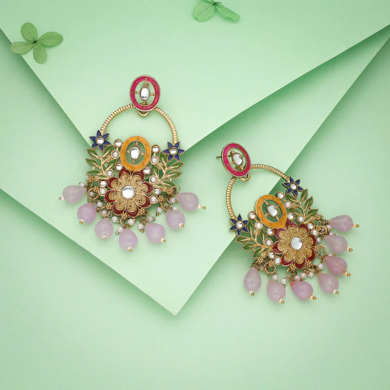 Tehzeeb Creation purple beads multy colour earrings THZ334
