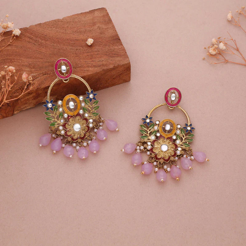 Tehzeeb Creation purple beads multy colour earrings THZ334