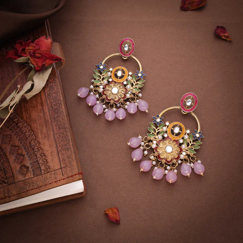 Tehzeeb Creation purple beads multy colour earrings THZ334