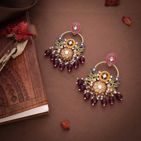 Tehzeeb Creation pink beads multy colour earrings THZ336