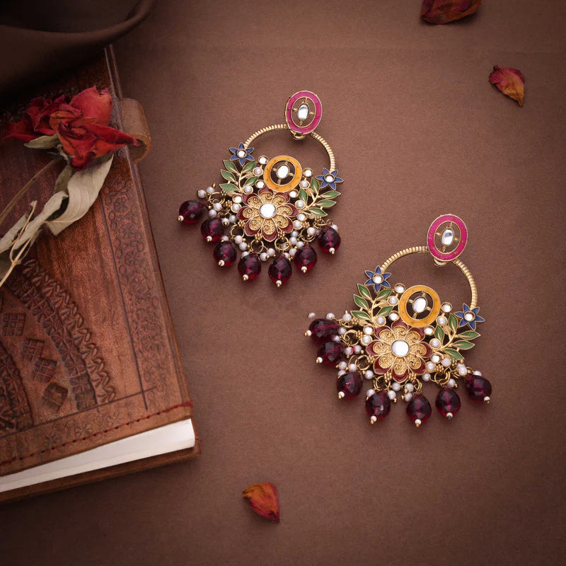 Tehzeeb Creation pink beads multy colour earrings THZ336
