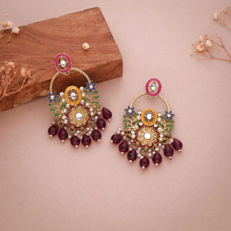 Tehzeeb Creation pink beads multy colour earrings THZ336