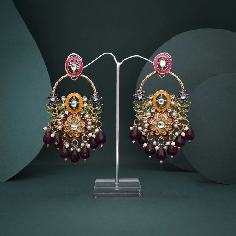 Tehzeeb Creation pink beads multy colour earrings THZ336