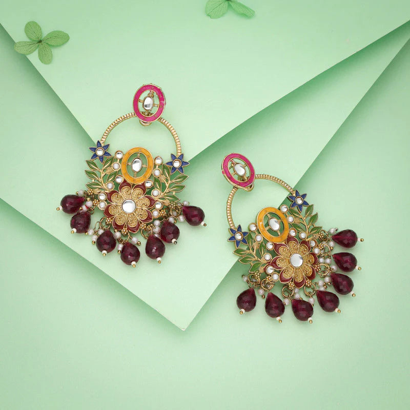 Tehzeeb Creation pink beads multy colour earrings THZ336