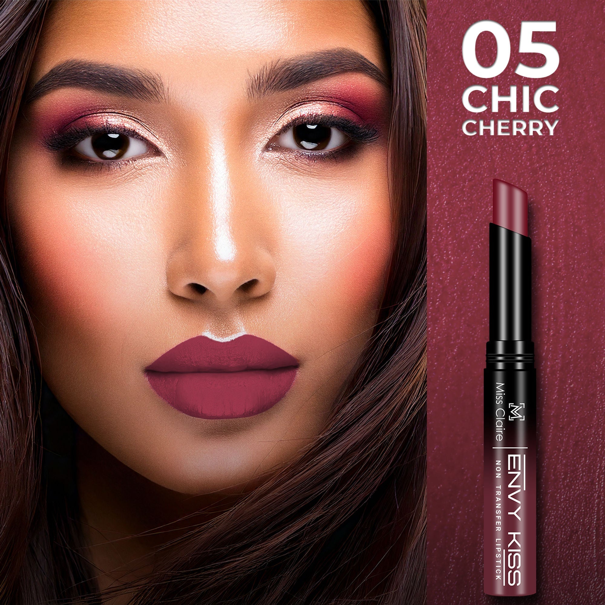 Miss Claire Envy Kiss Non Transfer Lipstick - 05 Chic Cherry