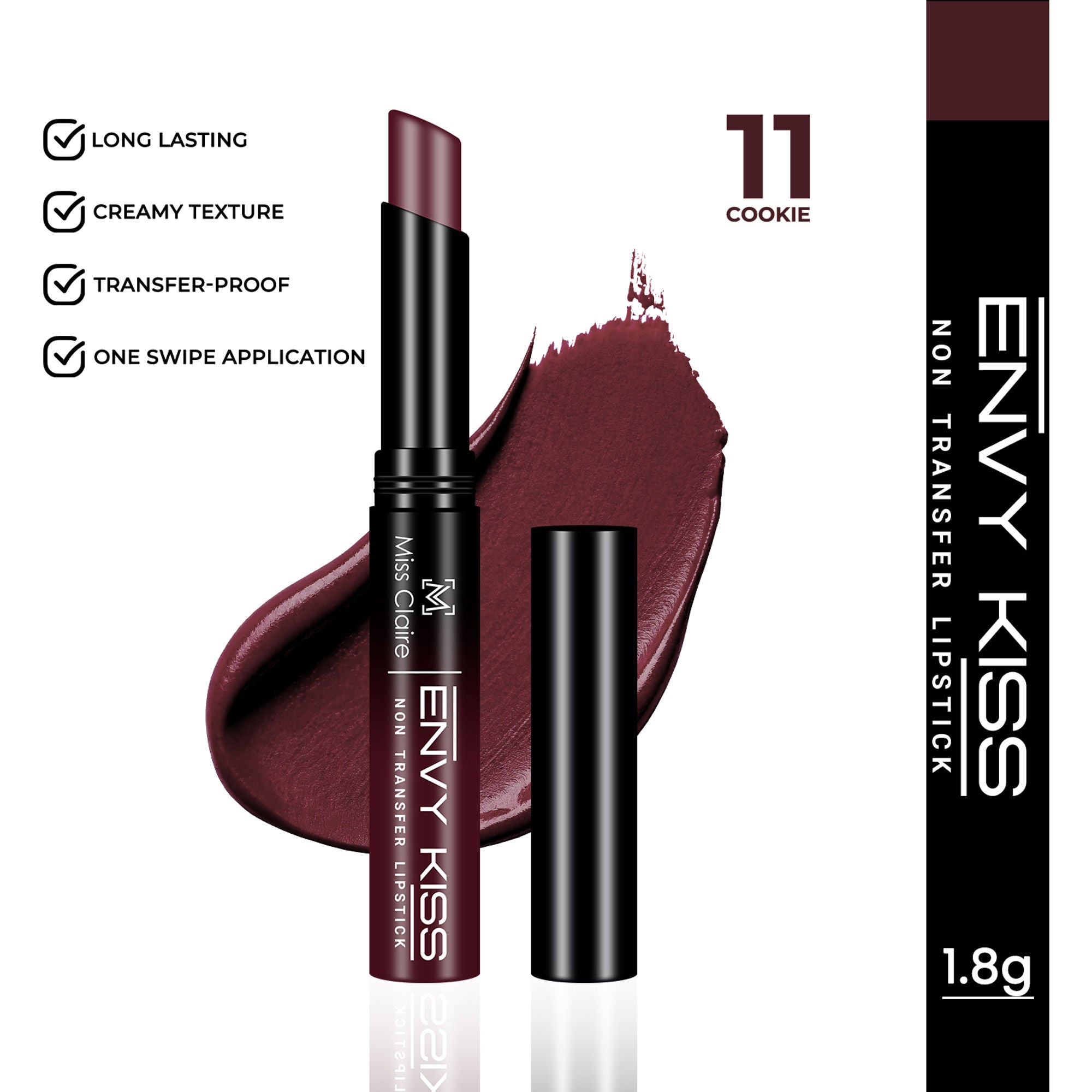 Miss Claire Envy Kiss Non Transfer Lipstick - 11 Cookie
