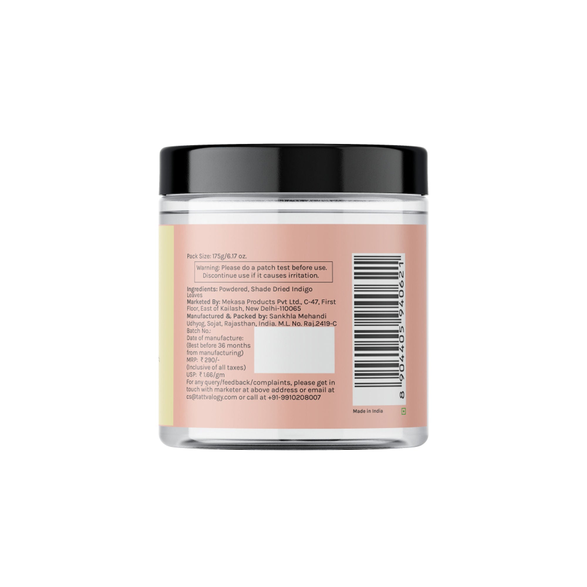 Tattvalogy Indigo Powder - Natural Hair Color with Henna for Soft, Indian Hair Shade & Conditioning