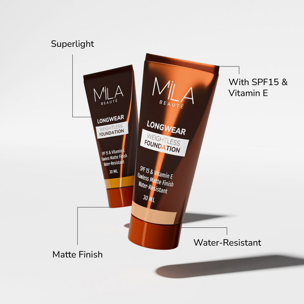 Mila Beaute Longwear Weightless Matte Finish Foundation with SPF 15 - Soft Beige