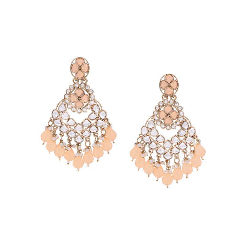 Tehzeeb Creation gold polish kundan yellow colour earrings THZ360