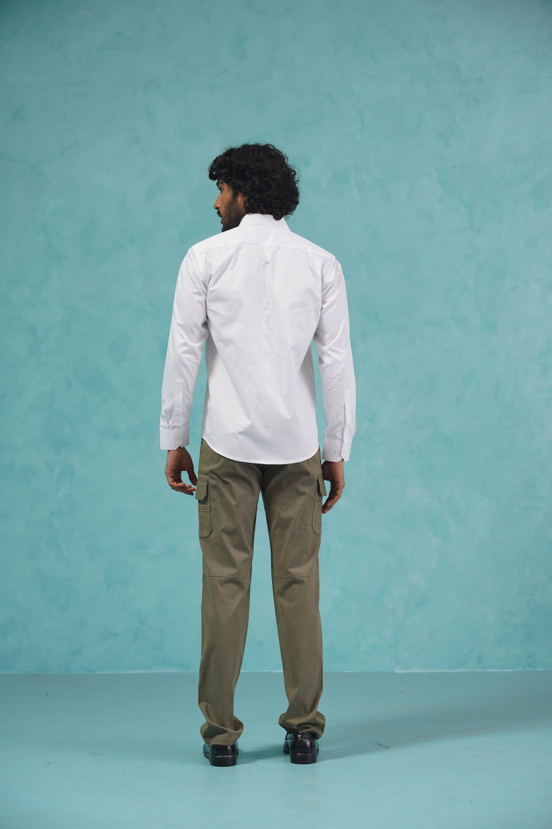 Indian Needle Men's Cotton Solid White Formal Shirt's