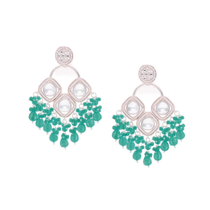 Tehzeeb Creation gold polish green colour earrings THZ372