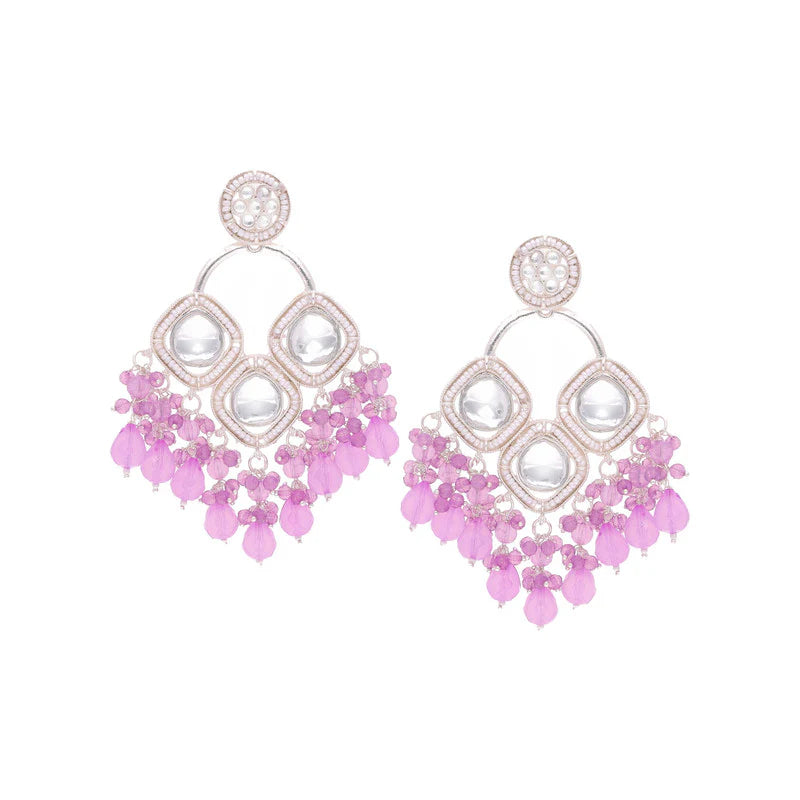 Tehzeeb Creation gold polish lavender colour earrings THZ373