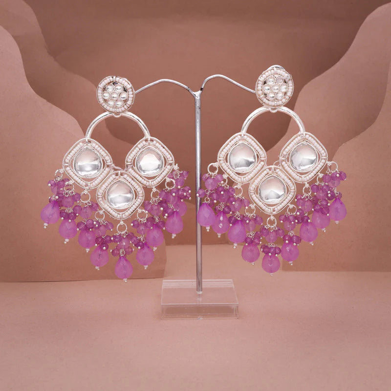 Tehzeeb Creation gold polish lavender colour earrings THZ373