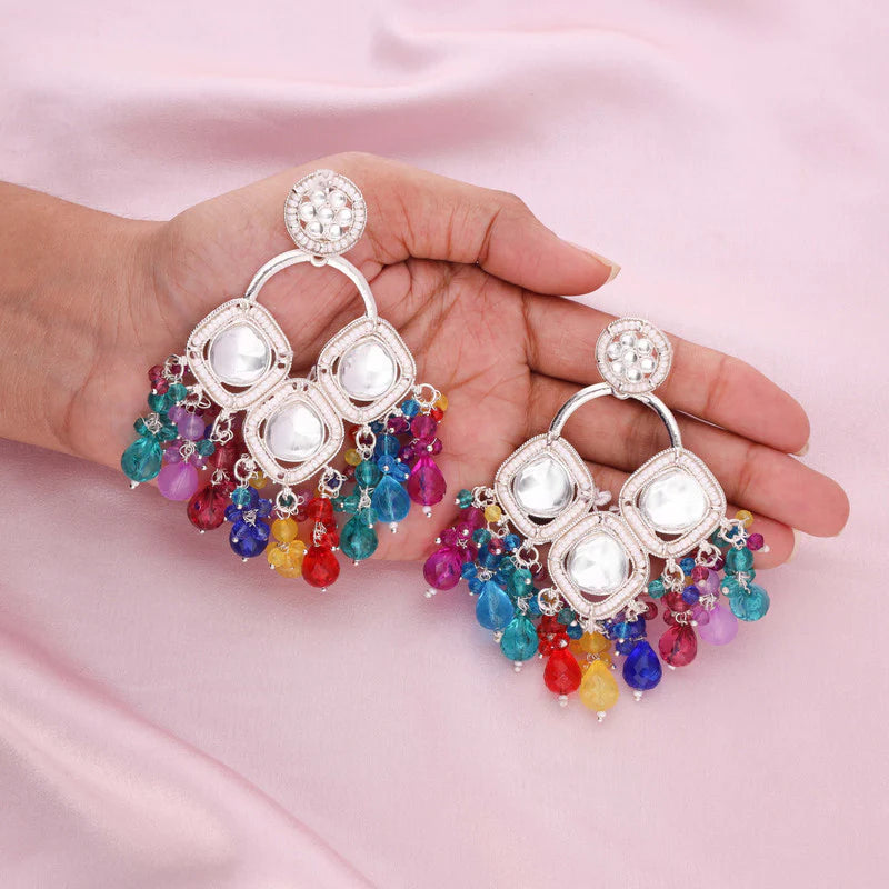 Tehzeeb Creation gold polish multy colour earrings THZ374