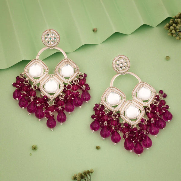 Tehzeeb Creation gold polish pink colour earrings THZ375