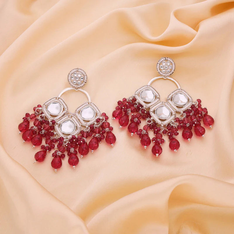 Tehzeeb Creation gold polish rani pink colour earrings THZ376