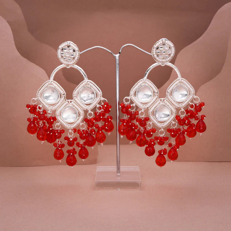 Tehzeeb Creation gold polish red colour earrings THZ377