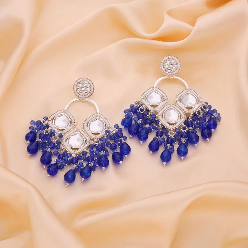 Tehzeeb Creation gold polish royal blue colour earrings THZ378